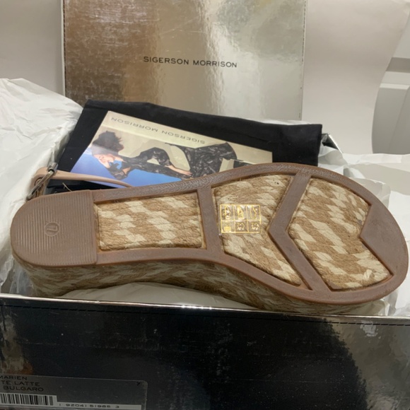 SIGERSON MORRISON Arien platform wedge Espadrille beige leather sandal pumps 7 - Picture 12 of 16